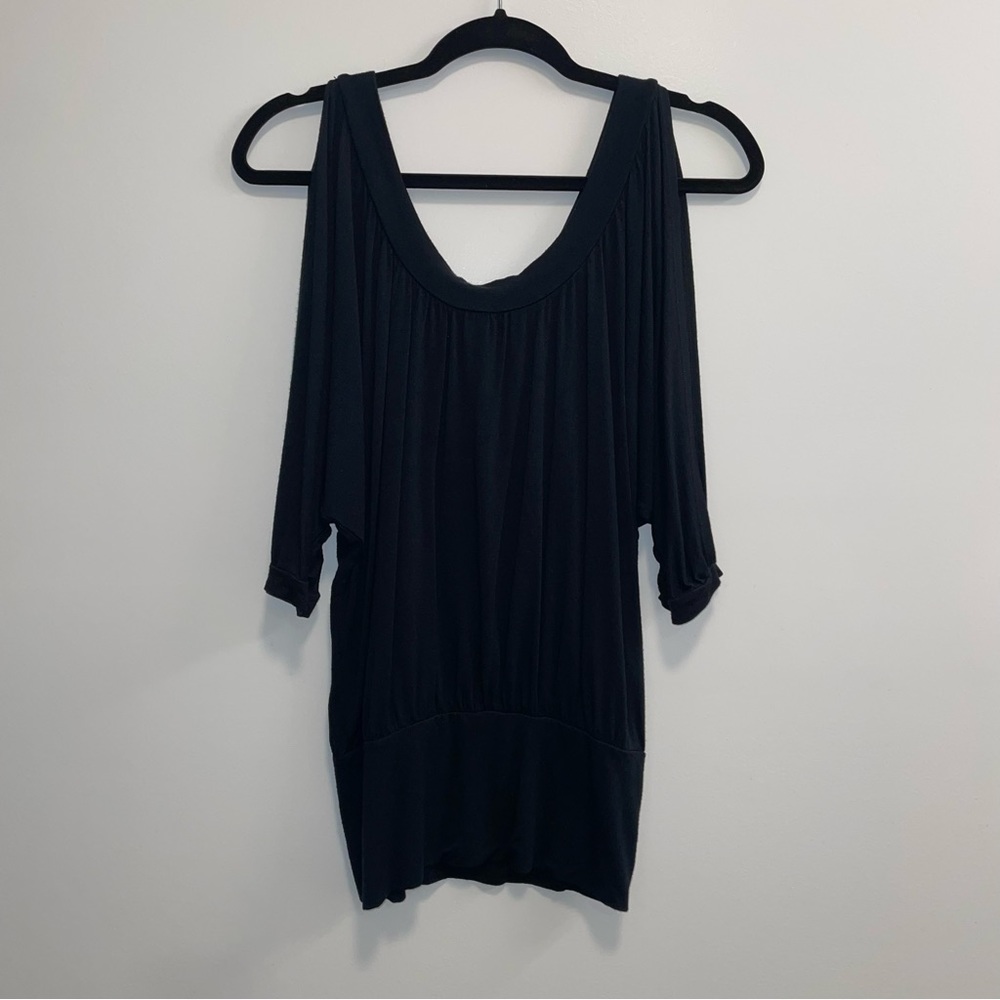 Pink Rose Open Shoulder Women’s Black Blouse Size S